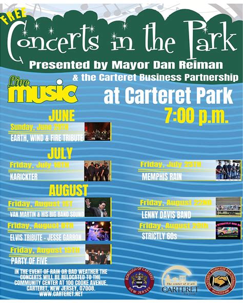 Concerts in the Park - Party of Five, Carteret Park, 15 August 2025 ...