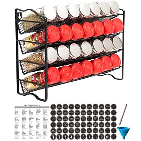 Buy 4 Tier Spice Rack Organizer, with 386 Spice Labels, Chalk Marker ...
