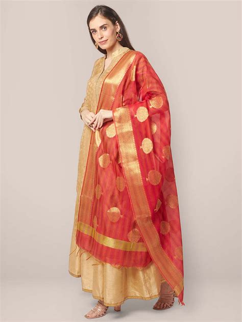 Chanderi Silk Dupatta with Woven Tree Motifs Dupatta Bazaar