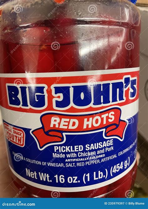 Big Johns Red Hots Sausage in a Jar on a Shelf Close Up Editorial ...