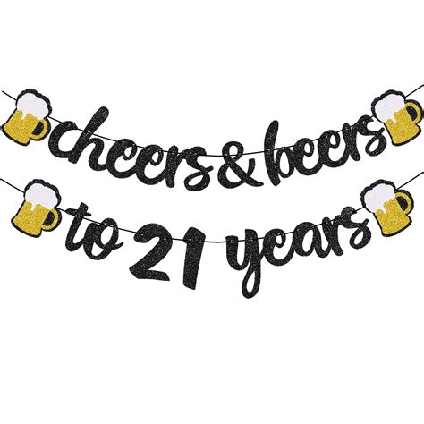 Amazon.com: 21th Birthday Decorations Cheers to 21 Years Banner for Men ...