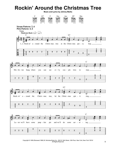 Rockin' Around The Christmas Tree by Brenda Lee - Easy Guitar Tab ...