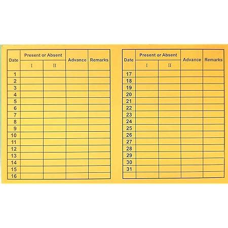JSMSH Daily Attendance Card Monthly Wages Card Foldable Pocket Muster ...