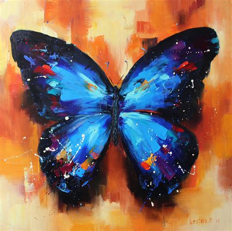 Butterfly wall art Butterfly oil painting on canvas 24/24 in. Butterfly fine art Palette knife ... - painting of butterfly