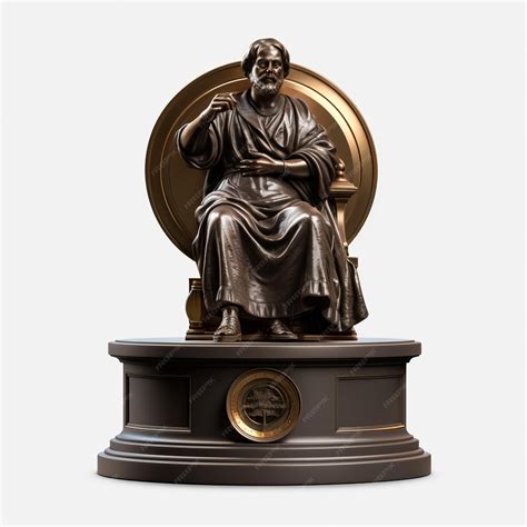 Golden bronze statue of socrates on pedestal realistic 3d rendering ...