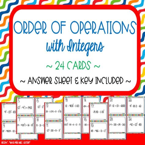 Image result for Integer Order of Operations