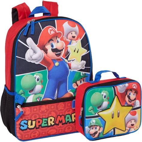 Buy Super Mario Backpack with Lunch Box Mario Kids Backpack 2 Piece Set ...