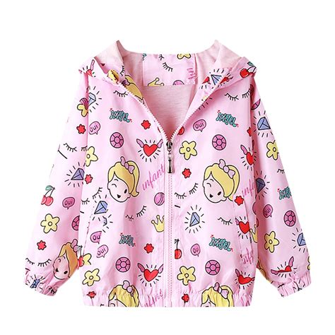 Sopiago Baby Kids Rain Jacket Windproof Coat Hooded Print Zipper ...