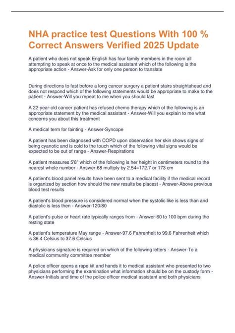 NHA practice test Questions With 100 % Correct Answers Verified 2025 ...