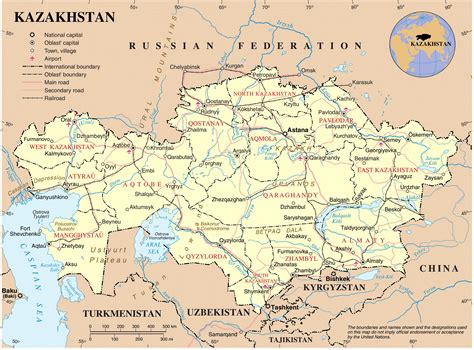 Kazakhstan Map - Guide of the World