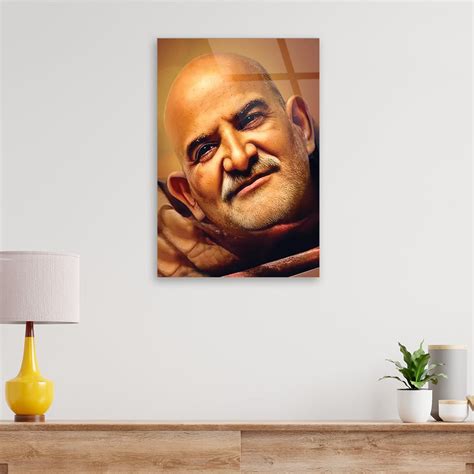 Neem Karoli Baba: Enlightened Guru Portrait on Tempered Glass – thedecorark