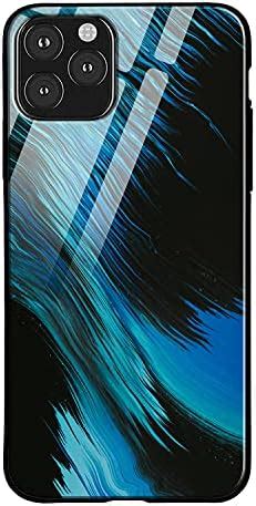 POONAM Blue Color Marble Glass Designer with Camera Guard Soft CASE and ...