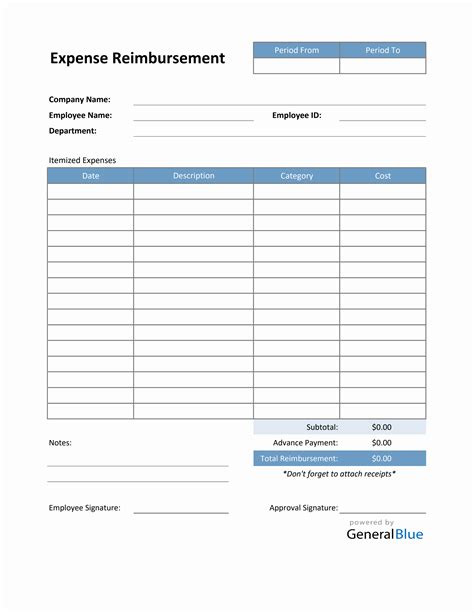 Image result for Expense Reimbursement Form Template