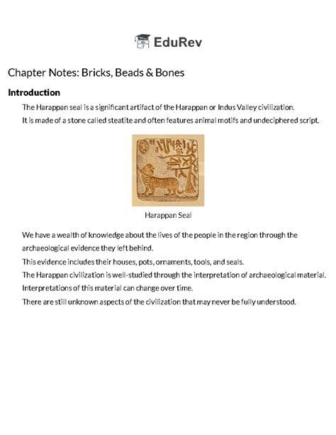 Bricks, Beads and Bones Class 12 History - Chapter Notes: Bricks, Beads ...