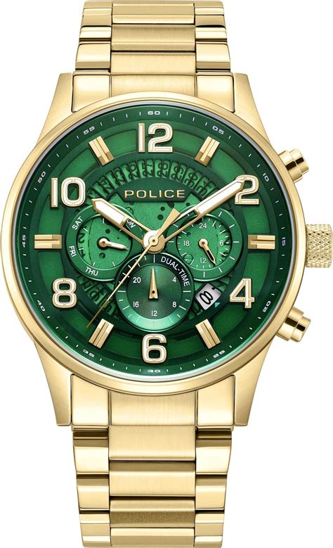 POLICE Mens 45 mm Urban Rebel Green Dial Stainless Steel Analog Watch ...