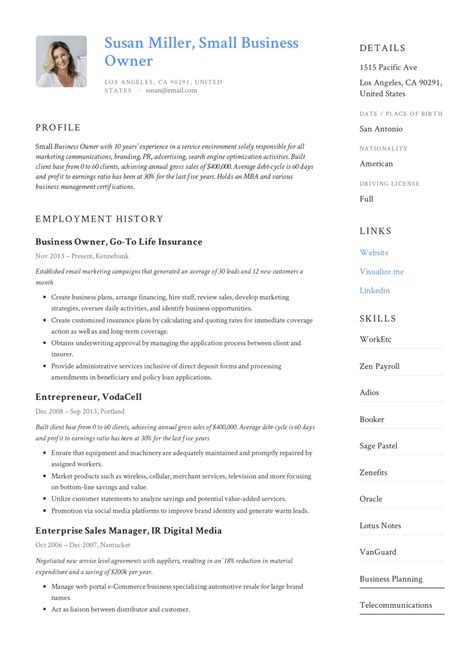 Business Owner Profile Sample 的图像结果