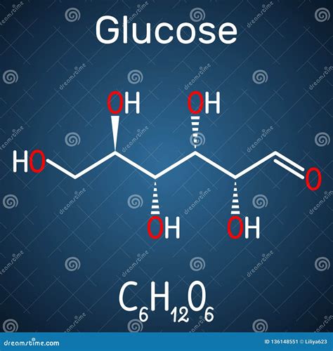 Glucose, Dextrose Sugar Molecule. Skeletal Formula. C6H12O6 Vector Illustration | CartoonDealer ...