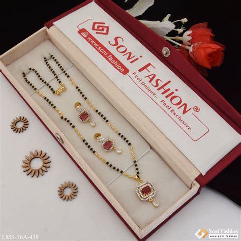 1 Gram Gold Plated Red Stone New Style Mangalsutra Set for Women - Sty ...