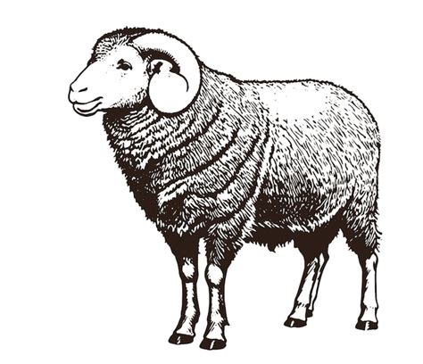 Majestic ram illustration hand drawing sketch black and white logo icon ...