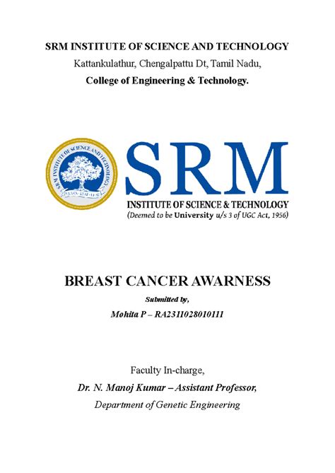 BIO Project - SRM INSTITUTE OF SCIENCE AND TECHNOLOGY Kattankulathur ...