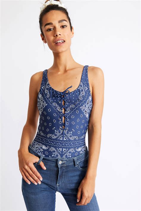 DEDHAM VENTANA blue 1-piece swimsuit bandana | Banana Moon®