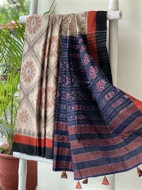 BEIGE-BLACK 'MANIABANDHA' ikkat woven sari
