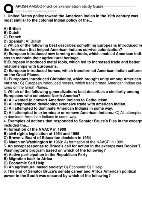 APUSH AMSCO 2025 Practice Exam: Real Test Questions & Verified 100% ...