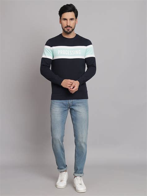 Navy Blue Round Neck Sweatshirt