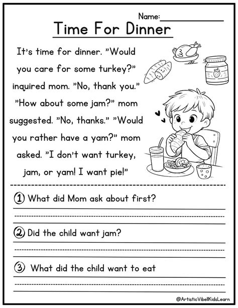 50 Kindergarten 1st Grade Reading Comprehension Passages Worksheets ...