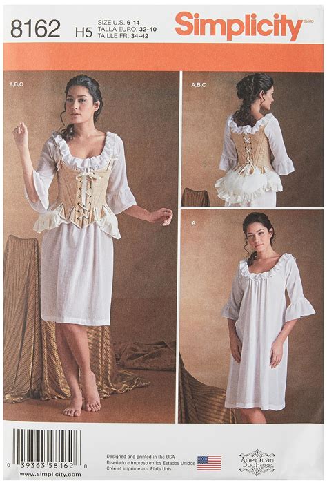 Simplicity8162 Womens 18th Century Undergarments Historical Costume ...
