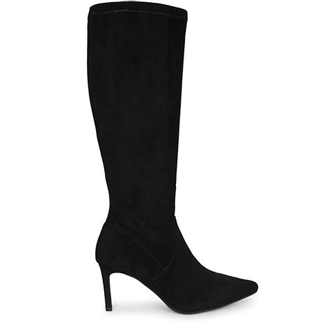 Saint Jemima Black Stretch Suede Kitten Heel Knee High Boots – SaintG India