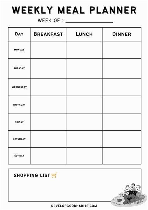 34 Printable Weekly Meal Planner Templates for 2024 | Develop Good Habits