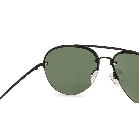 Buy Matte Black Green Solid Half Rim Aviator Vincent Chase The Metal ...