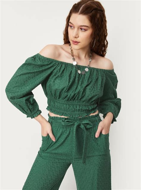 Buy Women Schiffli Peasant Crop Top Online at just Rs. 699.0 ...