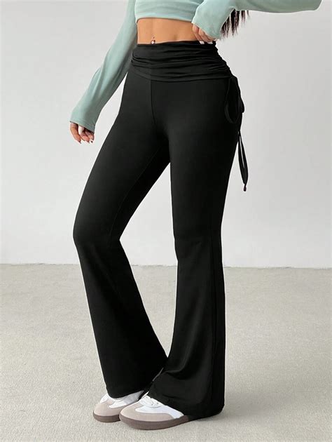 SHEIN PETITE Women's Retro Side Drawstring Street Fashion Slim Fit ...