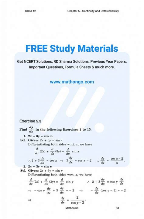 Image result for Class 12 Math Exercise 5.1 Viba