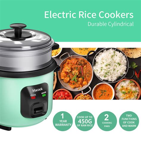 Macook 0.6 L 300-Watts Electric Rice Cooker with 2 Cooking Pans ...