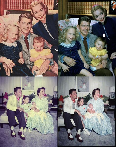 Collage of Ronald Reagan with his two wives Jane Wyman and Nancy Davis ...