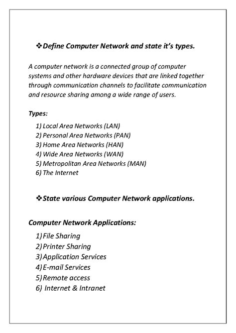 DCC IMP Questions and Answers for 10 marks - Define Computer Network ...