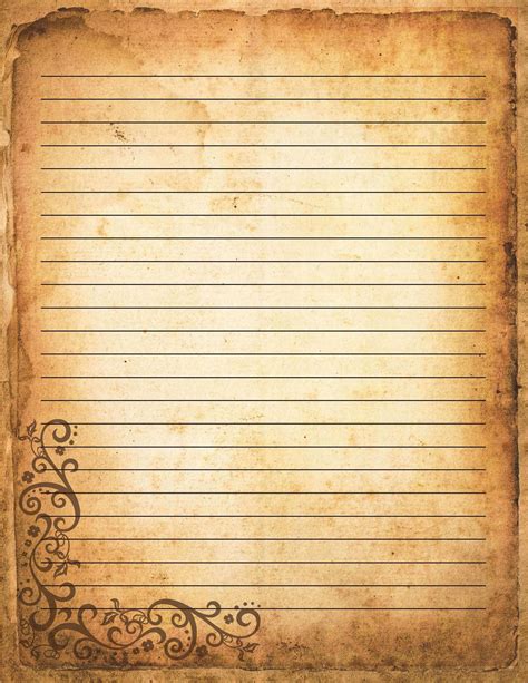Retro Vintage Design Parchment Unlined and Lined Writing Stationery ...