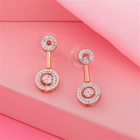 Rose Gold Plated CZ Sparkling Circular Designer Earrings – Estele