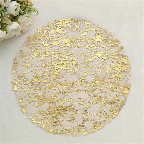 50-Pack Mesh Table Placemats 13 Round Foil Design - Shiny Disposable ...