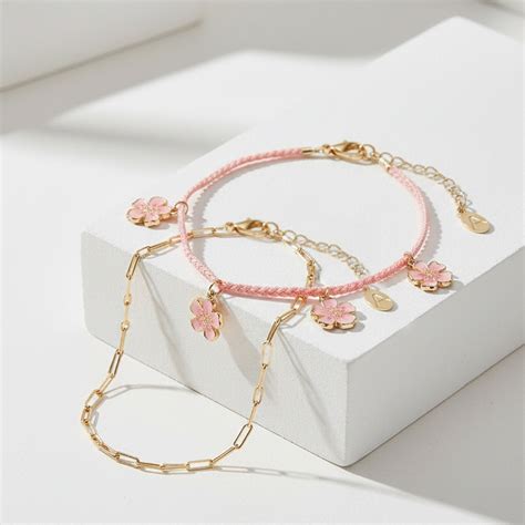 Flower Charm Anklets Pack Of 2