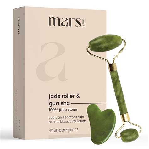 mars by GHC Jade Roller & Gua Sha Set – Natural Green Jade Facial ...