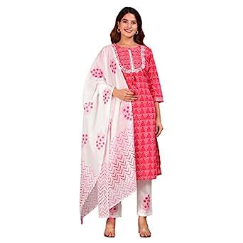 Buy Yash Gallery Women'S Embroidered Geomatrical Printed Straight ...