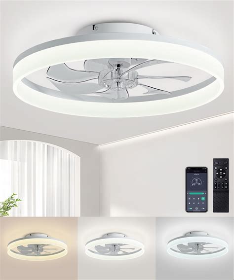 AQUBT Ceiling Fans with Lights and Remote, 20" Modern Low Profile ...