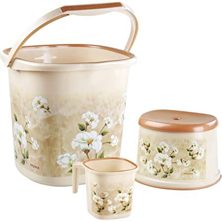 Nayasa Marble Bathroom Set, Set of 3 (25 Litre Bucket + 1500 ML Mug ...