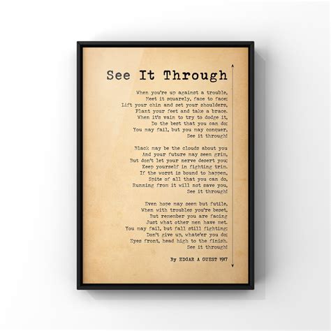 See It Through Poem by Edgar A Guest Poster Print Success - Etsy