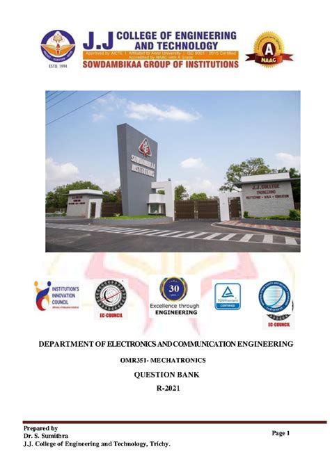 OMR351 - Mechatronics Question Bank and Study Guide - Studocu