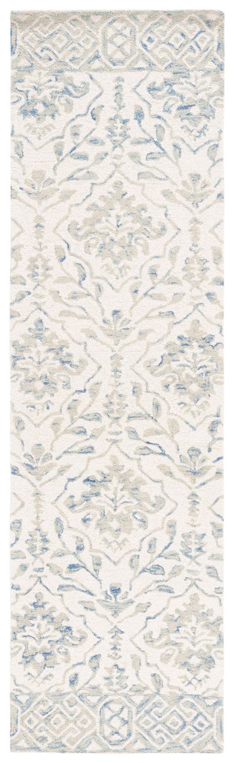 SAFAVIEH Dip Dye Beranadette Floral Wool Runner Rug, Light Blue/Ivory ...